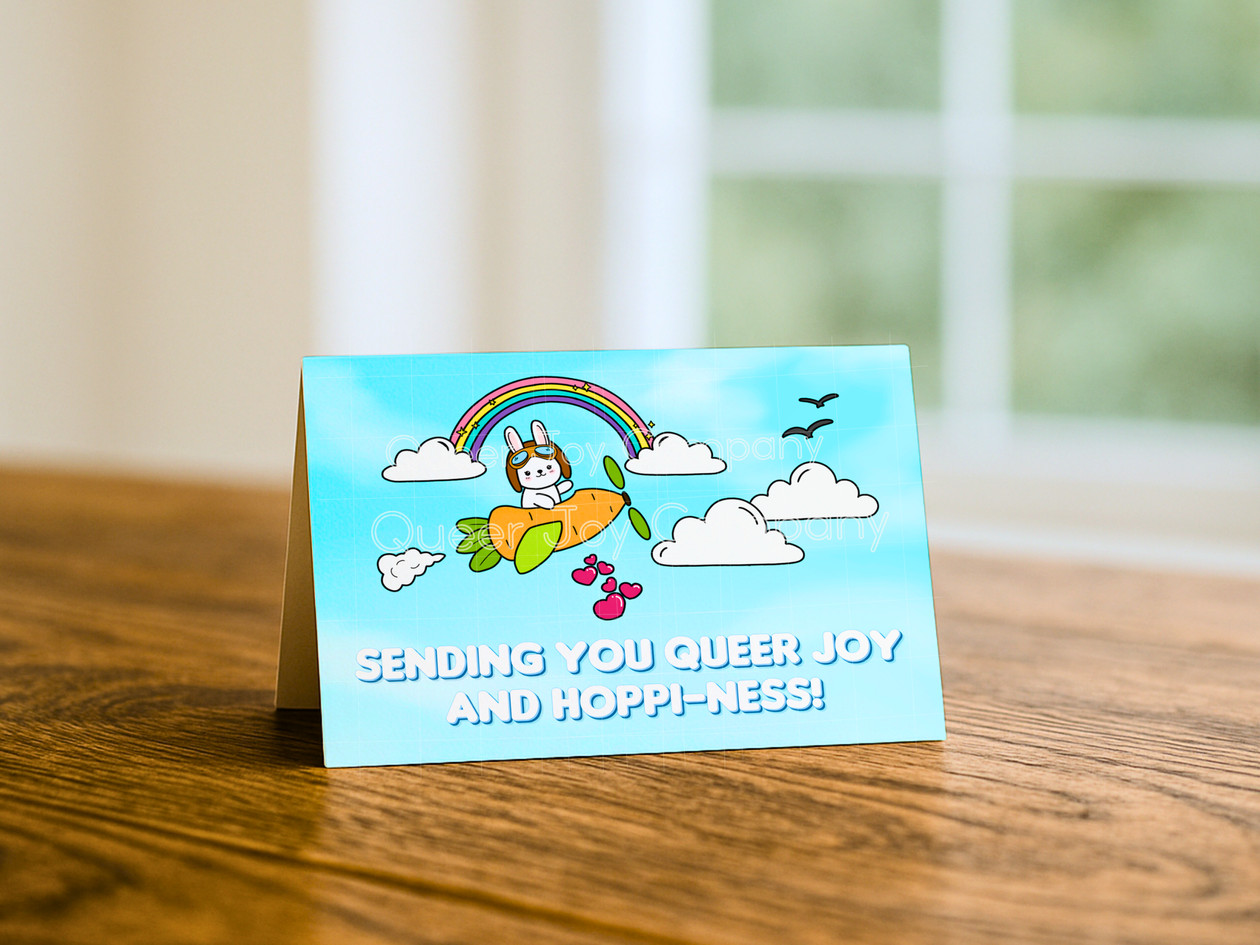 Queer Joy™ Horizontal 7x5 Inch Sustainable Queer Joy and Hoppi-ness Card with Envelope - Image 2