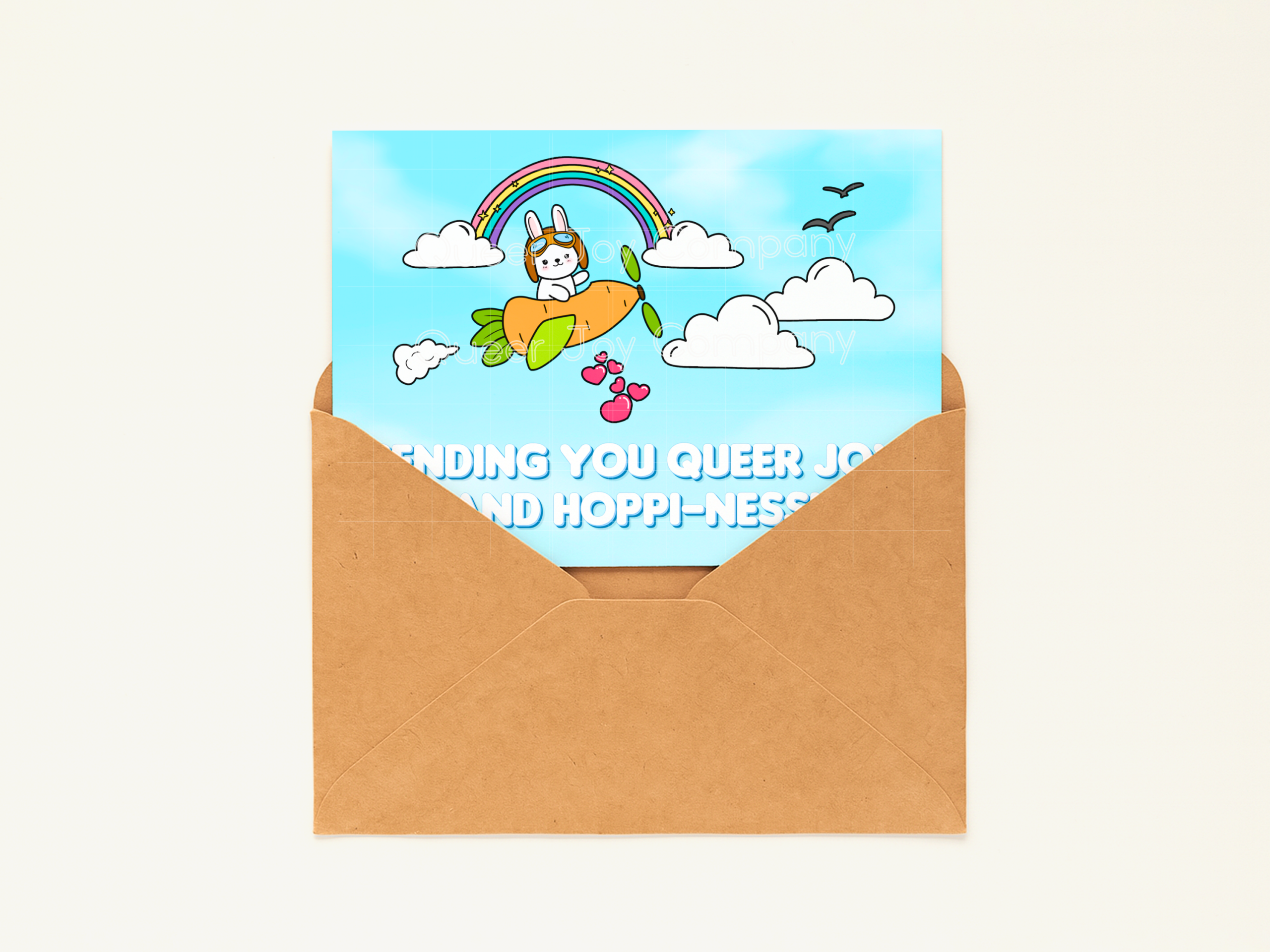 Queer Joy™ Horizontal 7x5 Inch Sustainable Queer Joy and Hoppi-ness Card with Envelope - Image 5